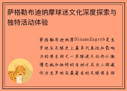萨格勒布迪纳摩球迷文化深度探索与独特活动体验
